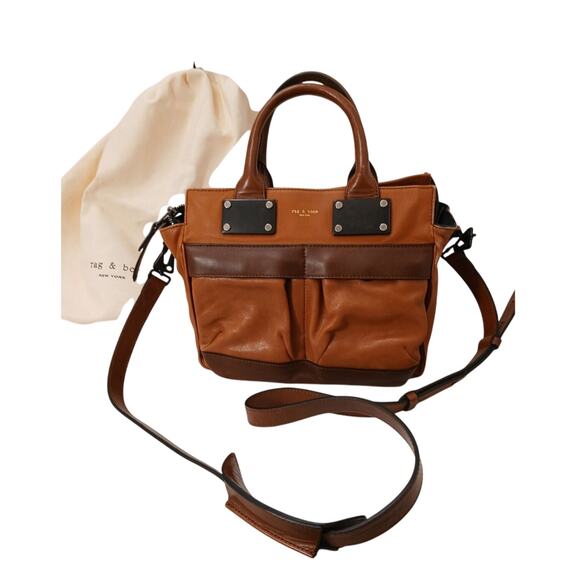 Rag & Bone Handbag Leather Brown Boxy Square Shoulder Strap Dustbag Modern $950 - Picture 1 of 16